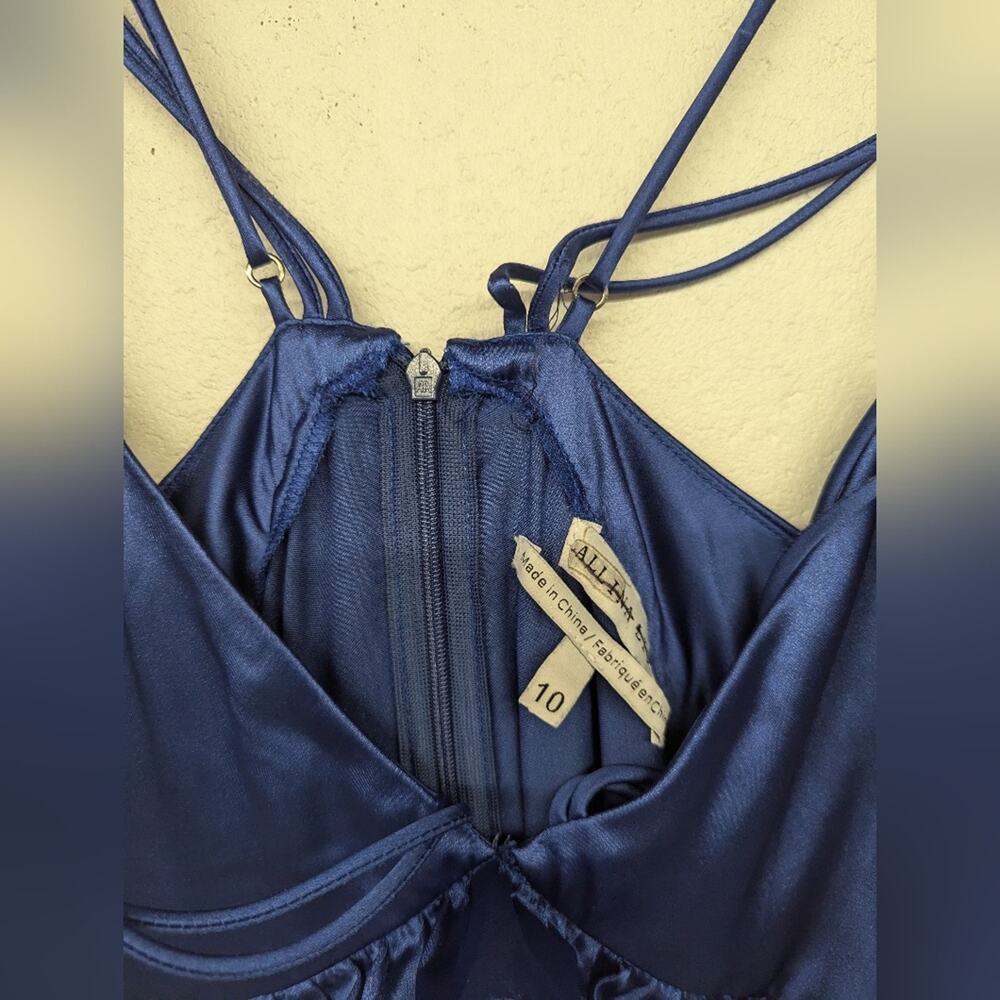 New Buddy Midi Dress Allina Liu sz10 royal blue silky satin midi long strappy - Picture 5 of 8